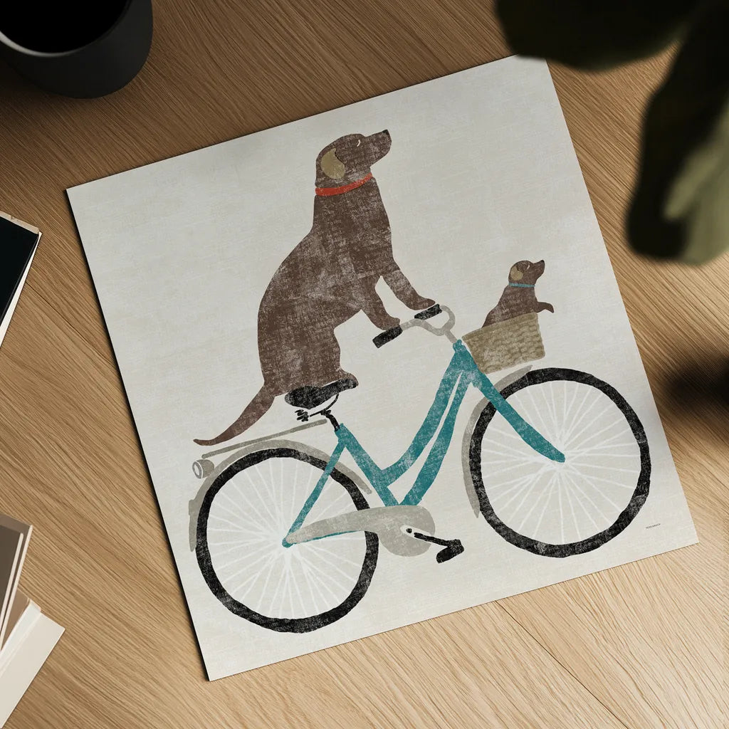 Lab Ride by Sue Schlabach. Shown as a detailed flat fine art print, highlighting archival giclee quality. Available as an archival giclee rolled canvas, fine art paper, or poster print. SKU 66044a.