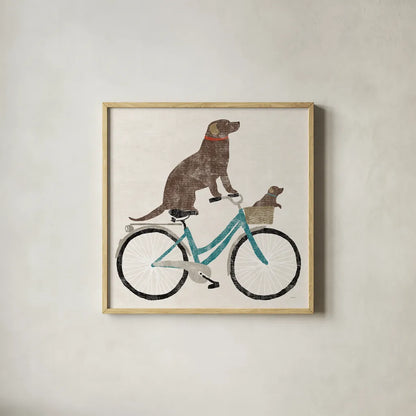 Lab Ride by Sue Schlabach. Shown in a natural wood glass frame for a timeless modern aesthetic. Available as an archival giclee rolled canvas, fine art paper, or poster print. SKU 66044a.