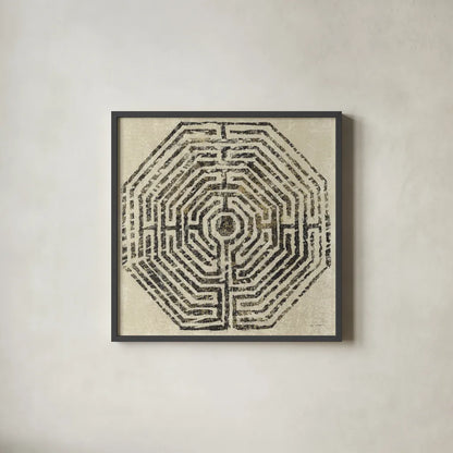 Labyrinth by Sue Schlabach. Shown in a sleek black glass frame for a contemporary gallery look. Available as an archival giclee rolled canvas, fine art paper, or poster print. SKU 50358a.