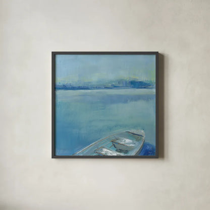 Lake Edge I by Sue Schlabach. Shown in a sleek black glass frame for a contemporary gallery look. Available as an archival giclee rolled canvas, fine art paper, or poster print. SKU 38751a.