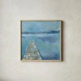 Lake Edge II by Sue Schlabach. Shown in a natural wood glass frame for a timeless modern aesthetic. Available as an archival giclee rolled canvas, fine art paper, or poster print. SKU 38752a.