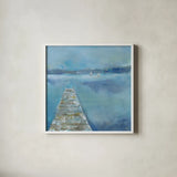 Lake Edge II by Sue Schlabach. Shown in a crisp white glass frame for a clean and minimalist style. Available as an archival giclee rolled canvas, fine art paper, or poster print. SKU 38752a.