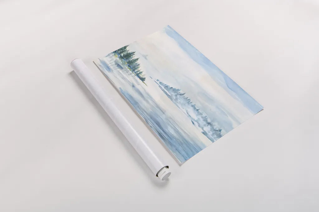 Lake Fog by Sue Schlabach. shown as a rolled paper print. Available as archival giclee rolled canvas, fine art paper, or poster print. SKU 65698i.