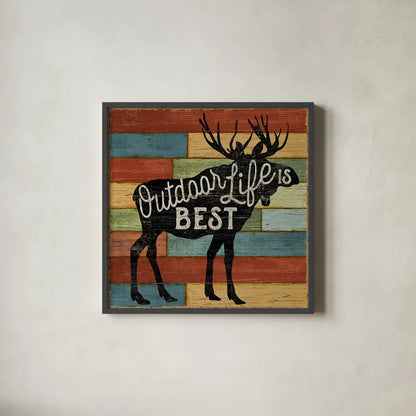 Lake Lodge I by Sue Schlabach. Shown in a sleek black glass frame for a contemporary gallery look. Available as an archival giclee rolled canvas, fine art paper, or poster print. SKU 22264a.