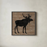 Lake Lodge I Brown no Words by Sue Schlabach. Shown in a sleek black glass frame for a contemporary gallery look. Available as an archival giclee rolled canvas, fine art paper, or poster print. SKU 27721a.