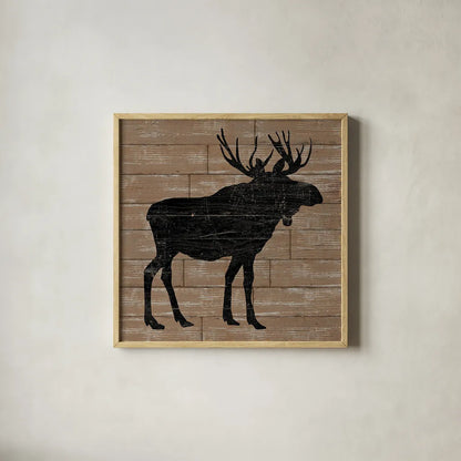 Lake Lodge I Brown no Words by Sue Schlabach. Shown in a natural wood glass frame for a timeless modern aesthetic. Available as an archival giclee rolled canvas, fine art paper, or poster print. SKU 27721a.