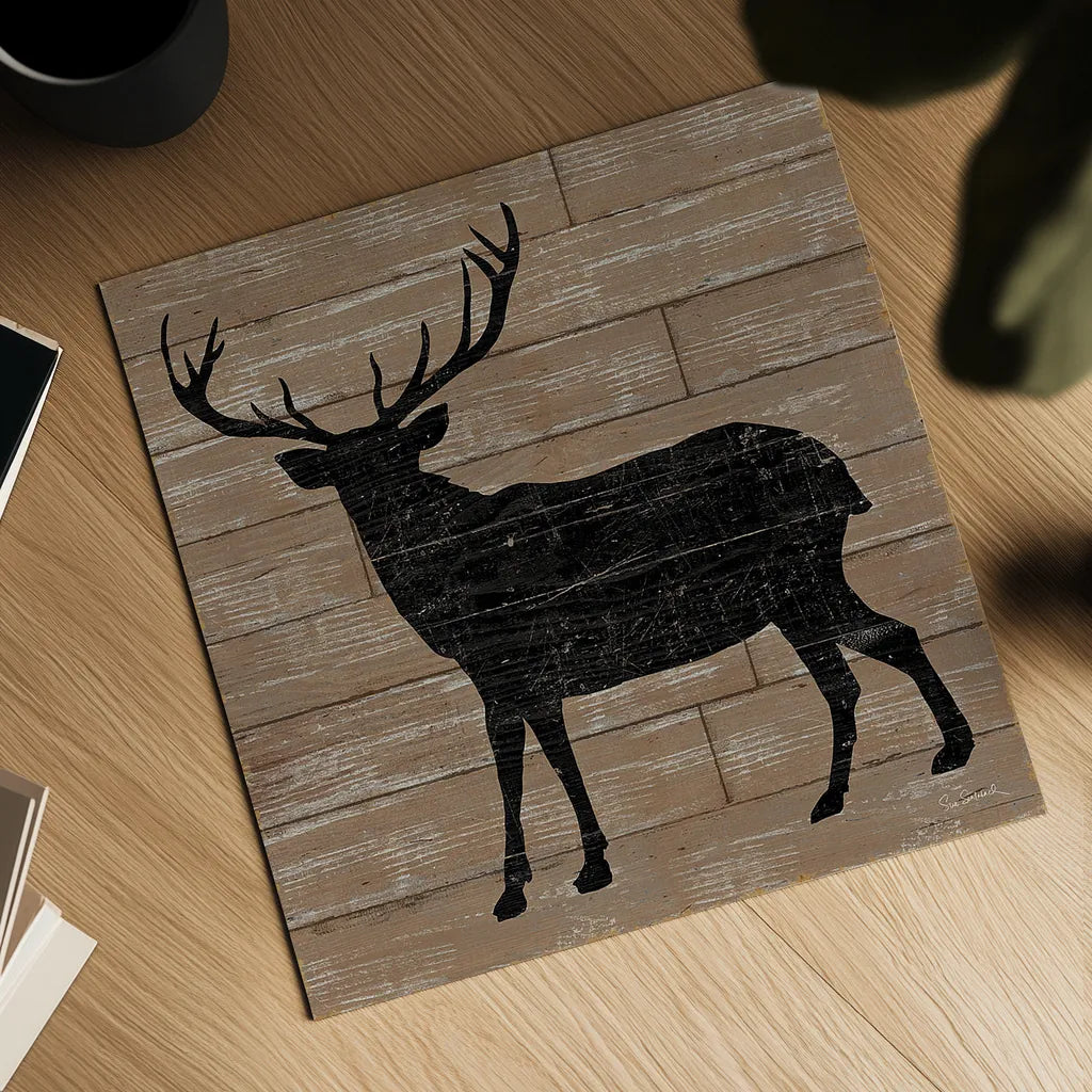 Lake Lodge II Brown no Words by Sue Schlabach. Shown as a detailed flat fine art print, highlighting archival giclee quality. Available as an archival giclee rolled canvas, fine art paper, or poster print. SKU 27722a.