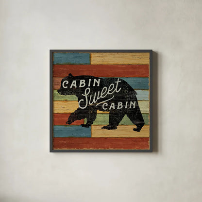 Lake Lodge IV by Sue Schlabach. Shown in a sleek black glass frame for a contemporary gallery look. Available as an archival giclee rolled canvas, fine art paper, or poster print. SKU 22267a.