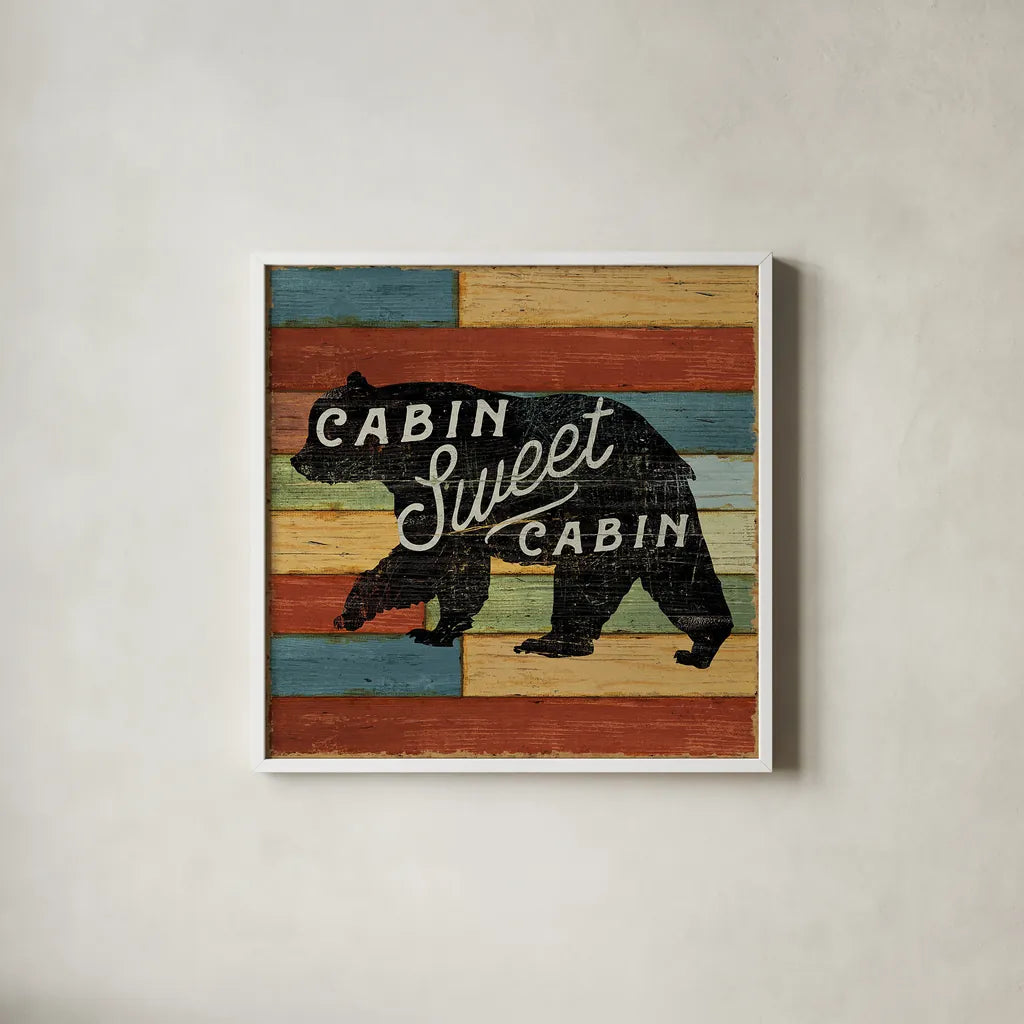 Lake Lodge IV by Sue Schlabach. Shown in a crisp white glass frame for a clean and minimalist style. Available as an archival giclee rolled canvas, fine art paper, or poster print. SKU 22267a.