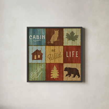 Lake Lodge VIII by Sue Schlabach. Shown in a sleek black glass frame for a contemporary gallery look. Available as an archival giclee rolled canvas, fine art paper, or poster print. SKU 22271a.