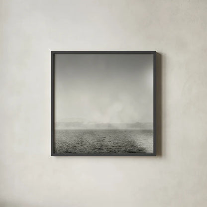 Lake Sail Square III by Sue Schlabach. Shown in a sleek black glass frame for a contemporary gallery look. Available as an archival giclee rolled canvas, fine art paper, or poster print. SKU 44567a.