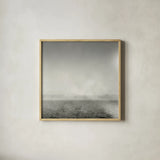 Lake Sail Square III by Sue Schlabach. Shown in a natural wood glass frame for a timeless modern aesthetic. Available as an archival giclee rolled canvas, fine art paper, or poster print. SKU 44567a.