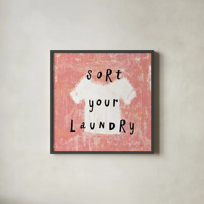 Laundry Rules III by Sue Schlabach. Shown in a sleek black glass frame for a contemporary gallery look. Available as an archival giclee rolled canvas, fine art paper, or poster print. SKU 35899a.