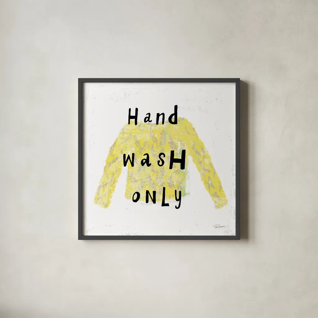 Laundry Rules IV by Sue Schlabach. Shown in a sleek black glass frame for a contemporary gallery look. Available as an archival giclee rolled canvas, fine art paper, or poster print. SKU 35900a.