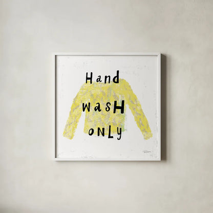 Laundry Rules IV by Sue Schlabach. Shown in a crisp white glass frame for a clean and minimalist style. Available as an archival giclee rolled canvas, fine art paper, or poster print. SKU 35900a.