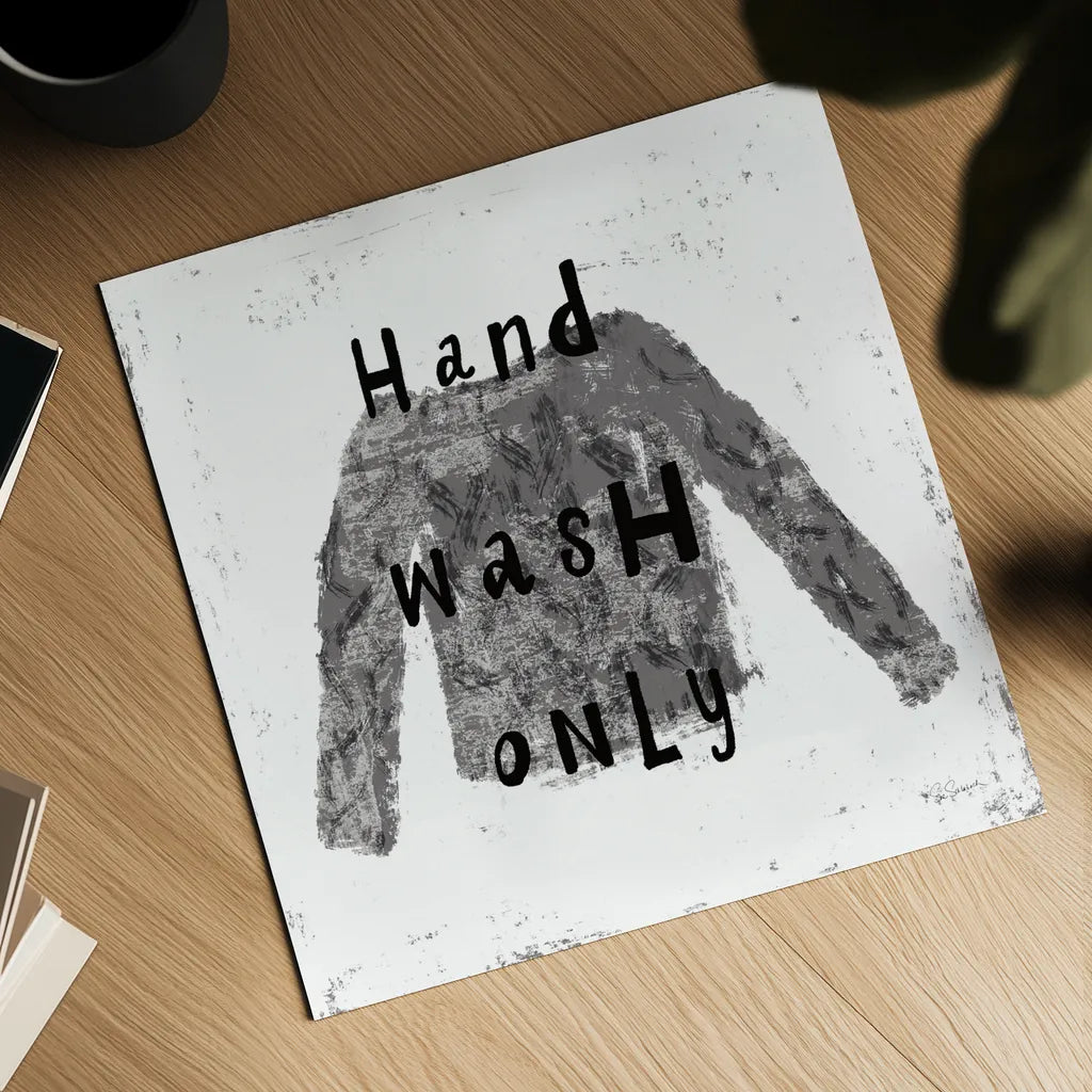 Laundry Rules IV BW by Sue Schlabach. Shown as a detailed flat fine art print, highlighting archival giclee quality. Available as an archival giclee rolled canvas, fine art paper, or poster print. SKU 74232a.