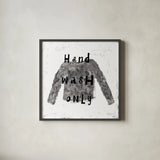 Laundry Rules IV BW by Sue Schlabach. Shown in a sleek black glass frame for a contemporary gallery look. Available as an archival giclee rolled canvas, fine art paper, or poster print. SKU 74232a.