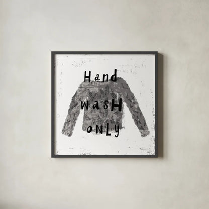 Laundry Rules IV BW by Sue Schlabach. Shown in a sleek black glass frame for a contemporary gallery look. Available as an archival giclee rolled canvas, fine art paper, or poster print. SKU 74232a.