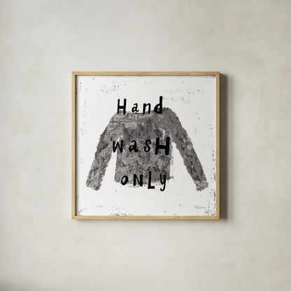 Laundry Rules IV BW by Sue Schlabach. Shown in a natural wood glass frame for a timeless modern aesthetic. Available as an archival giclee rolled canvas, fine art paper, or poster print. SKU 74232a.