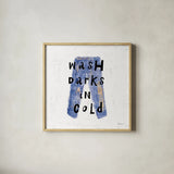 Laundry Rules V by Sue Schlabach. Shown in a natural wood glass frame for a timeless modern aesthetic. Available as an archival giclee rolled canvas, fine art paper, or poster print. SKU 35901a.