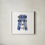 Laundry Rules V by Sue Schlabach. Shown in a crisp white glass frame for a clean and minimalist style. Available as an archival giclee rolled canvas, fine art paper, or poster print. SKU 35901a.