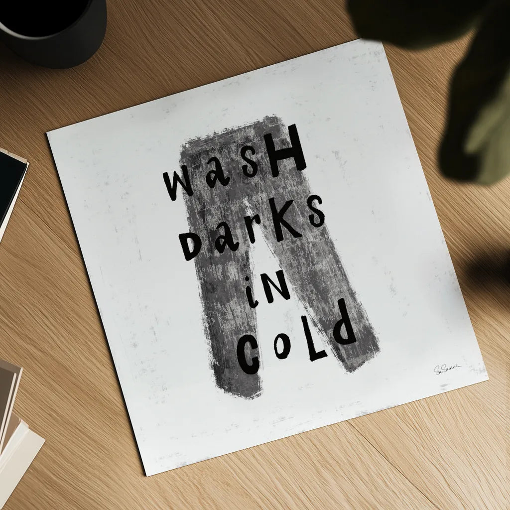 Laundry Rules V BW by Sue Schlabach. Shown as a detailed flat fine art print, highlighting archival giclee quality. Available as an archival giclee rolled canvas, fine art paper, or poster print. SKU 74233a.