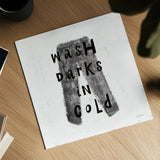 Laundry Rules V BW by Sue Schlabach. Shown as a detailed flat fine art print, highlighting archival giclee quality. Available as an archival giclee rolled canvas, fine art paper, or poster print. SKU 74233a.