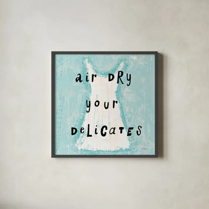 Laundry Rules VI by Sue Schlabach. Shown in a sleek black glass frame for a contemporary gallery look. Available as an archival giclee rolled canvas, fine art paper, or poster print. SKU 35902a.