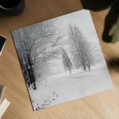 Let it Snow II BW No Words by Sue Schlabach. Shown as a detailed flat fine art print, highlighting archival giclee quality. Available as an archival giclee rolled canvas, fine art paper, or poster print. SKU 75780a.