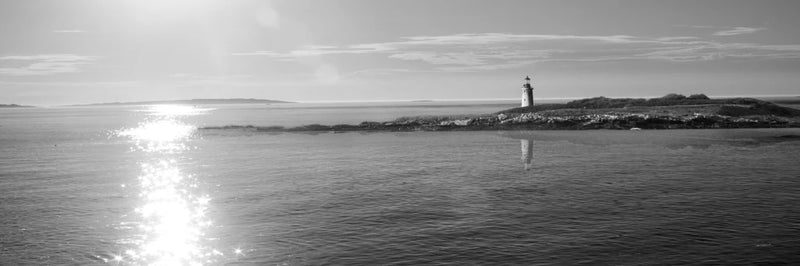 Lighthouse Sound Black and White Crop by Sue Schlabach