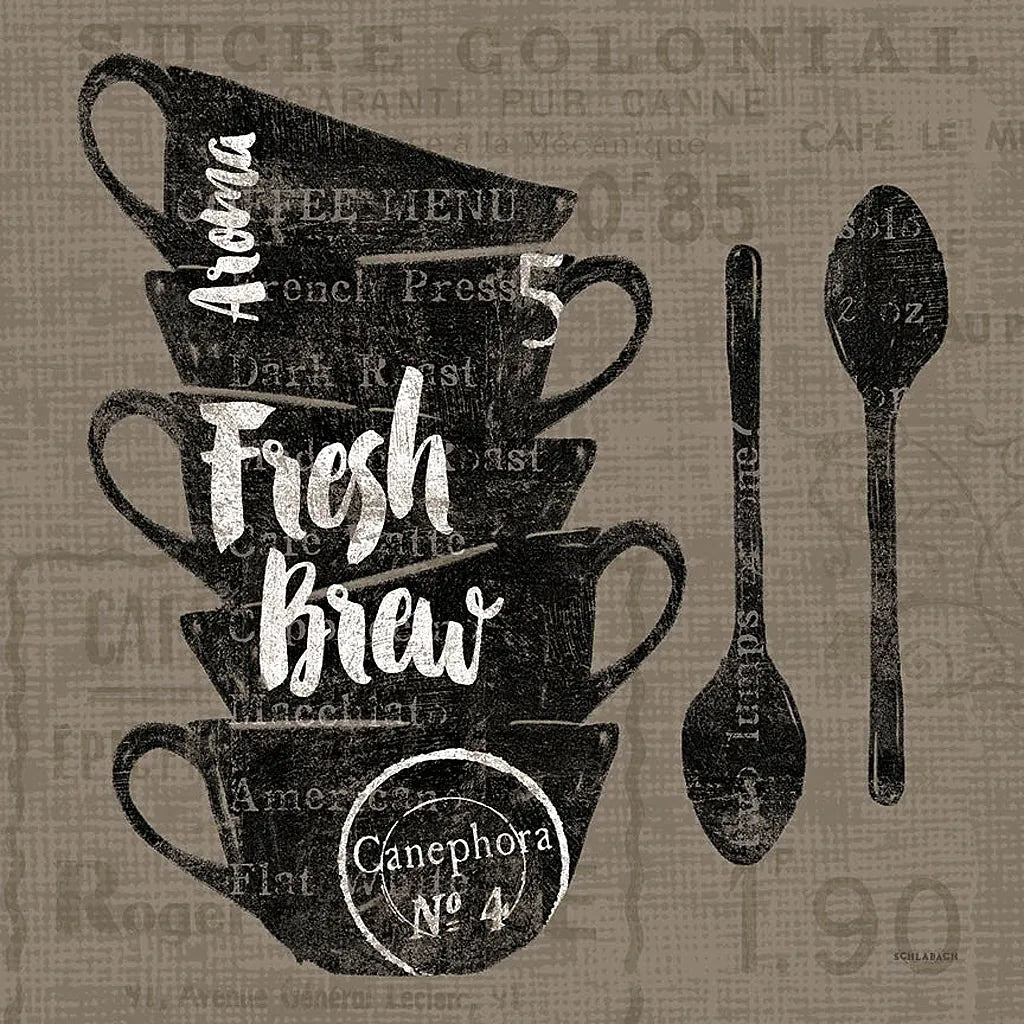 Linen Coffee III by Sue Schlabach. SKU 21876a. Archival Giclee Fine art print for wall decor.