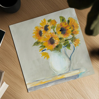 Lotties Sunflowers by Sue Schlabach. Shown as a detailed flat fine art print, highlighting archival giclee quality. Available as an archival giclee rolled canvas, fine art paper, or poster print. SKU 68632a.