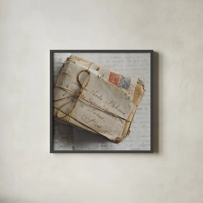 Love Letters II by Sue Schlabach. Shown in a sleek black glass frame for a contemporary gallery look. Available as an archival giclee rolled canvas, fine art paper, or poster print. SKU 17408a.