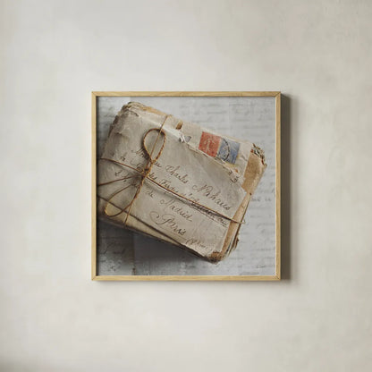 Love Letters II by Sue Schlabach. Shown in a natural wood glass frame for a timeless modern aesthetic. Available as an archival giclee rolled canvas, fine art paper, or poster print. SKU 17408a.