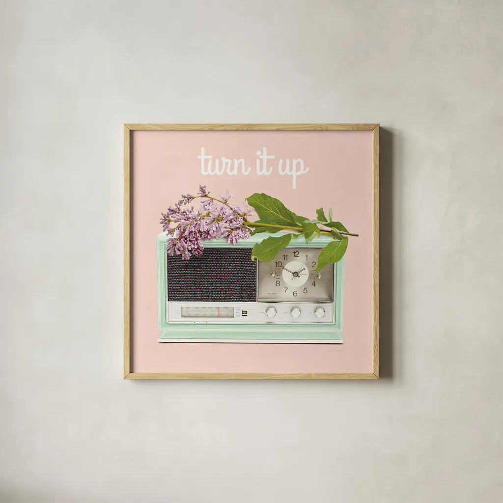 Love Office IV No Polka Dots by Sue Schlabach. Shown in a natural wood glass frame for a timeless modern aesthetic. Available as an archival giclee rolled canvas, fine art paper, or poster print. SKU 32407a.