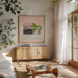 Love Office IV No Polka Dots by Sue Schlabach. Shown in a natural wood frame in a cozy modern living room. Available as an archival giclee rolled canvas, fine art paper, or poster print. SKU 32407a.