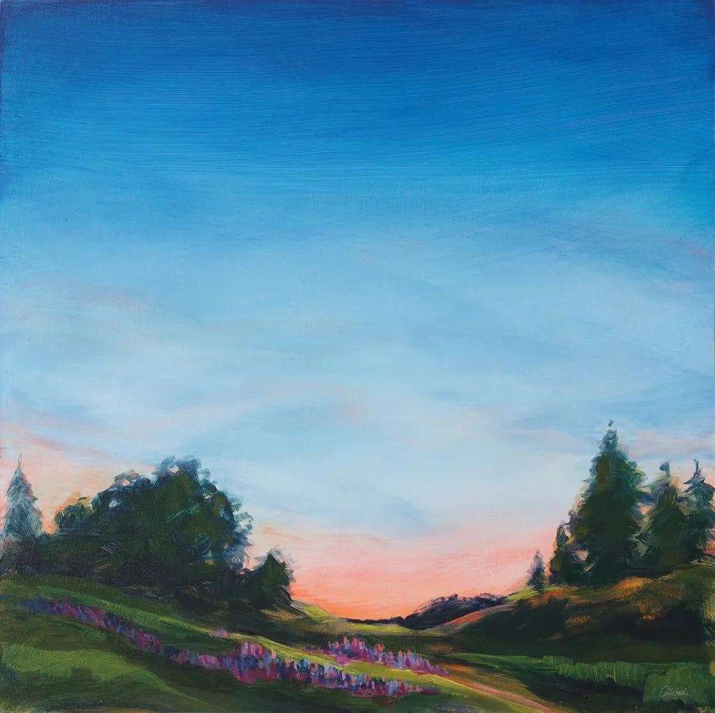 Lupine Evening by Sue Schlabach. SKU 83144a. Archival Giclee Fine art print for wall decor.