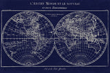 Map of the World Indigo by Sue Schlabach. SKU 14706i. Archival Giclee Fine art print for wall decor.