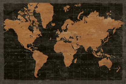 Map of the World Industrial No Words by Sue Schlabach. SKU 69829i. Archival Giclee Fine art print for wall decor.