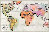 Mapped Continents I Neutral by Sue Schlabach. SKU 46876i. Archival Giclee Fine art print for wall decor.
