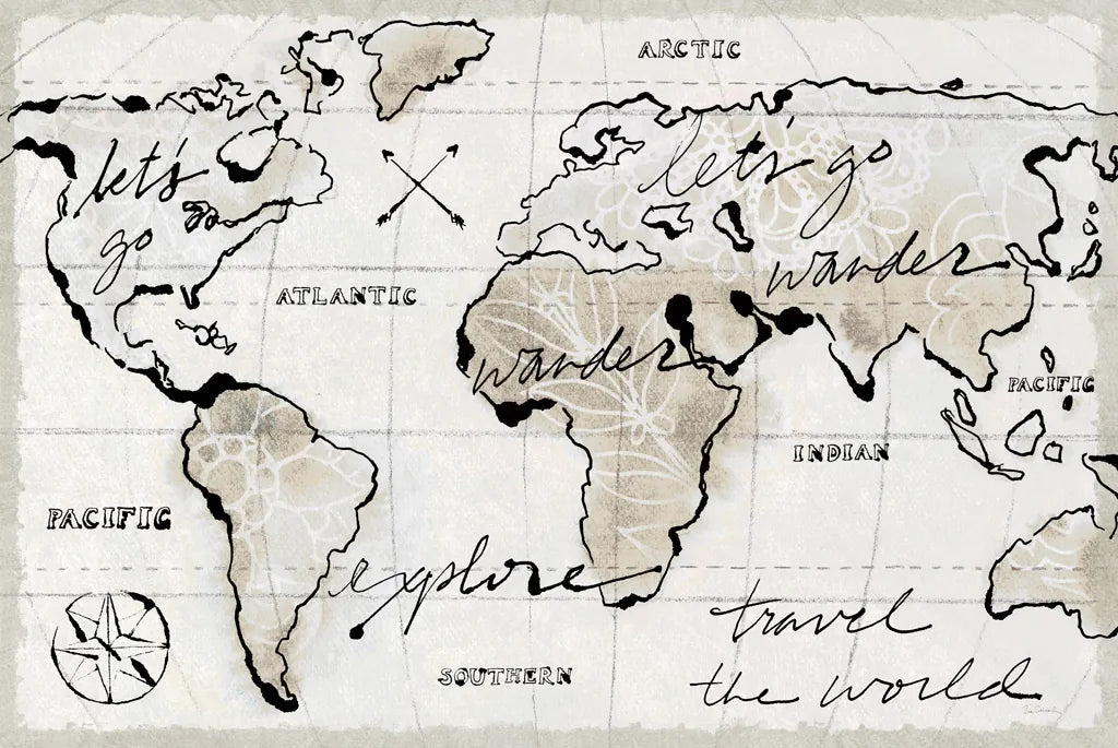 Mapped Shorelines I Light Neutral Crop by Sue Schlabach. SKU 38802i. Archival Giclee Fine art print for wall decor.