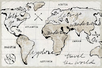 Mapped Shorelines I Light Neutral Crop by Sue Schlabach. SKU 38802i. Archival Giclee Fine art print for wall decor.