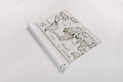 Mapped Shorelines I Light Neutral Crop by Sue Schlabach. shown as a rolled paper print. Available as archival giclee rolled canvas, fine art paper, or poster print. SKU 38802i.