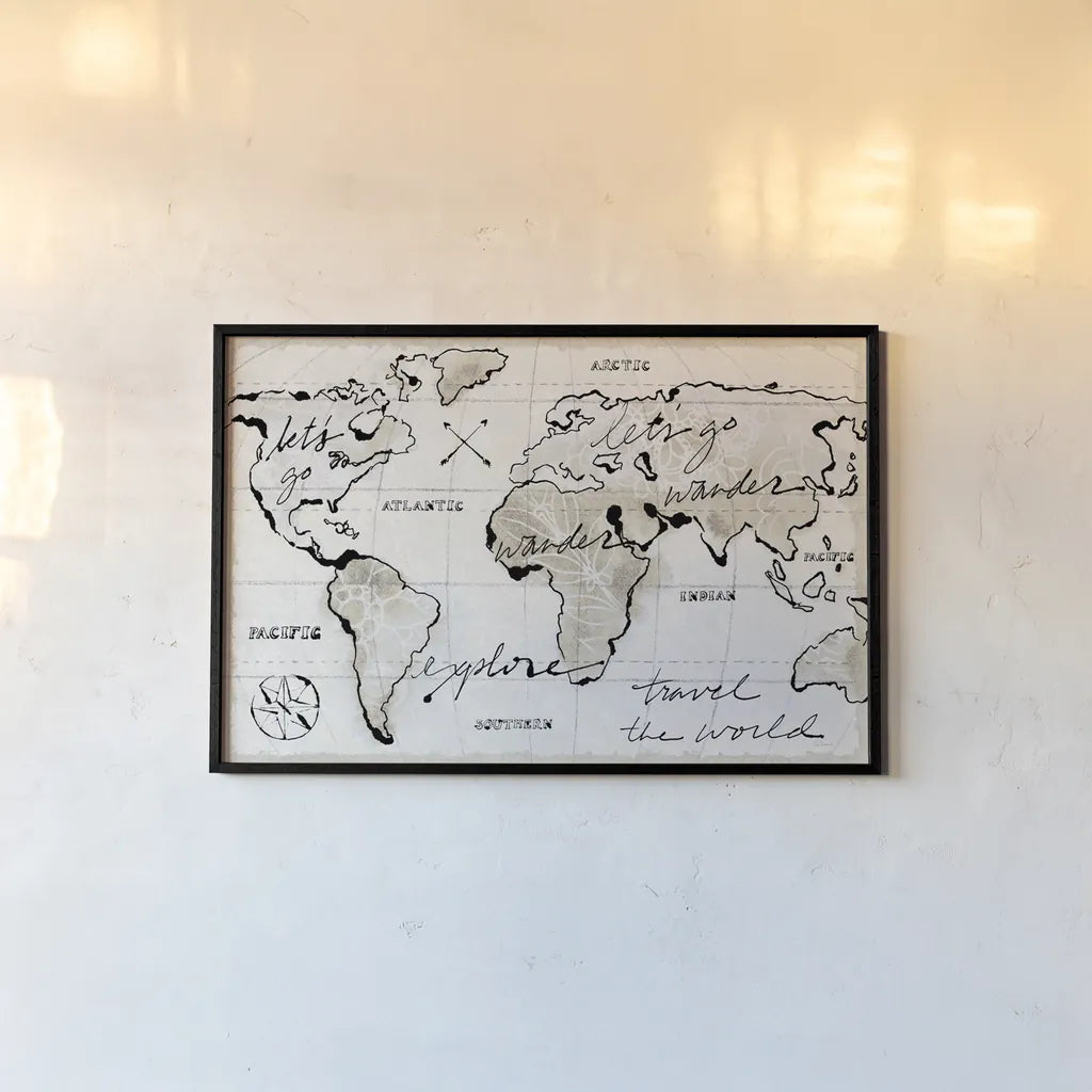 Mapped Shorelines I Light Neutral Crop by Sue Schlabach. shown as a paper print in a black flame. Available as a archival giclee rolled canvas, fine art paper, or poster print. SKU 38802i.