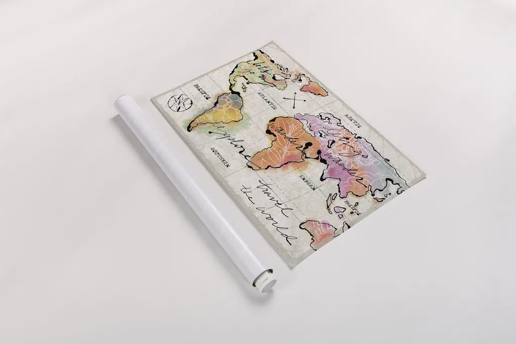 Mapped Shorelines I Neutral Crop by Sue Schlabach. shown as a rolled paper print. Available as archival giclee rolled canvas, fine art paper, or poster print. SKU 23830i.