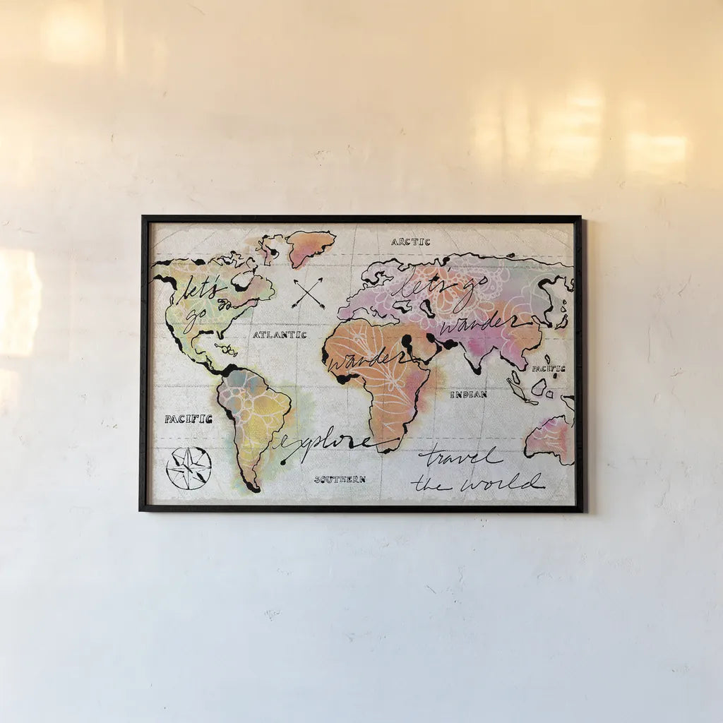 Mapped Shorelines I Neutral Crop by Sue Schlabach. shown as a paper print in a black flame. Available as a archival giclee rolled canvas, fine art paper, or poster print. SKU 23830i.