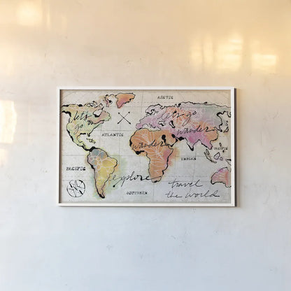 Mapped Shorelines I Neutral Crop by Sue Schlabach. shown as a paper print in a white frame. Available as a archival giclee rolled canvas, fine art paper, or poster print. SKU 23830i.