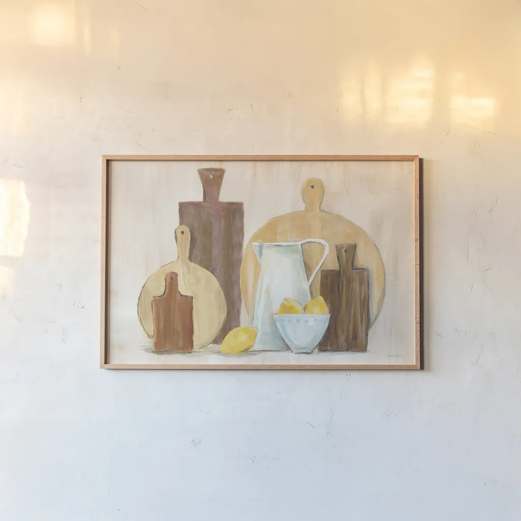 Marnies Kitchen III by Sue Schlabach. shown as a paper print in a natural frame. Available as a archival giclee rolled canvas, fine art paper, or poster print. SKU 79222i.