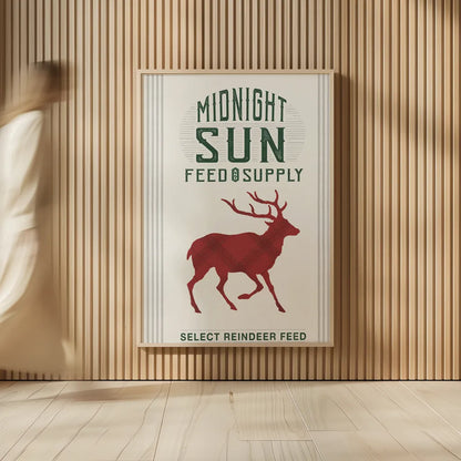 Midnight Sun Reindeer Feed v2 by Sue Schlabach. shown as over sized large wall art. Available as an archival giclee rolled canvas, fine art paper, or poster print. SKU 65048h.