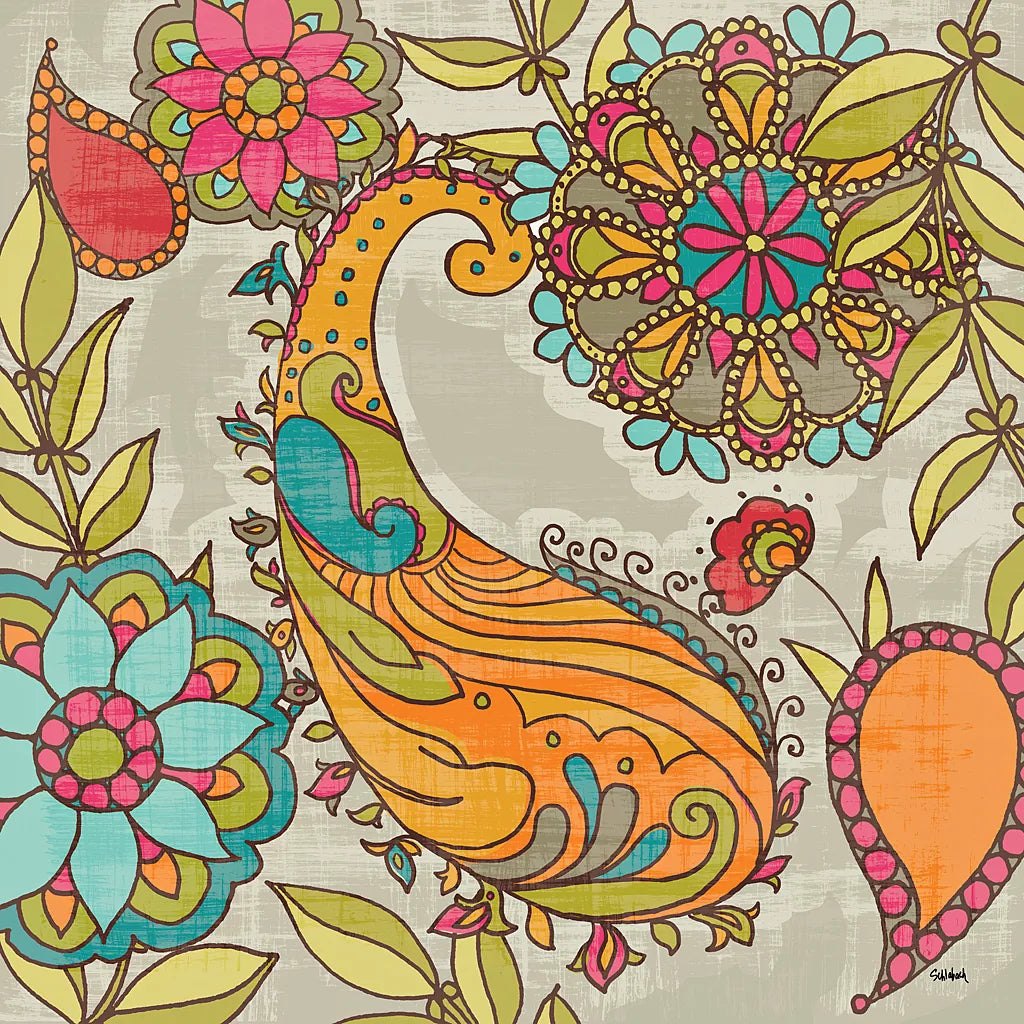 Mod Paisley I by Sue Schlabach. SKU 23314a. Archival Giclee Fine art print for wall decor.